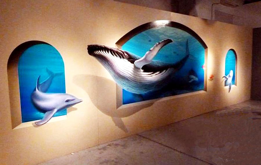 [海洋3d画]青岛城阳海洋主题3d立体画墙体彩绘|黄岛3d
