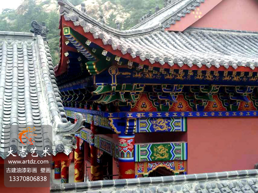【寺庙】平度两目山寺庙大殿-和玺彩画