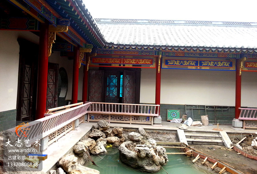 【仿古街】江苏淮安尧帝古城四合院-传统地仗和玺彩画