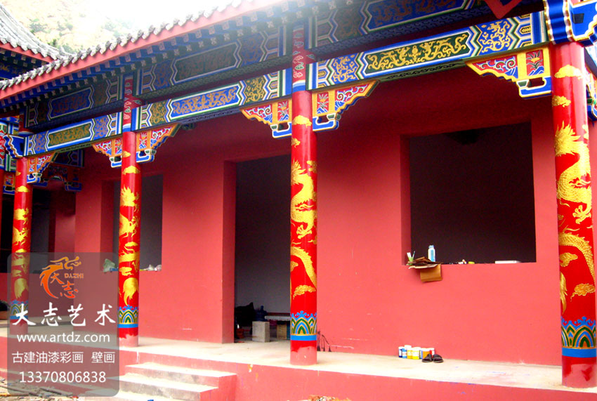 【寺庙】平度两目山寺庙厢房-和玺彩画