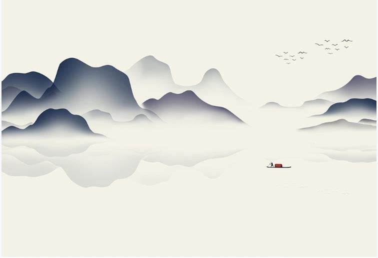 墙绘素材丨新中式·禅意山水画分享
