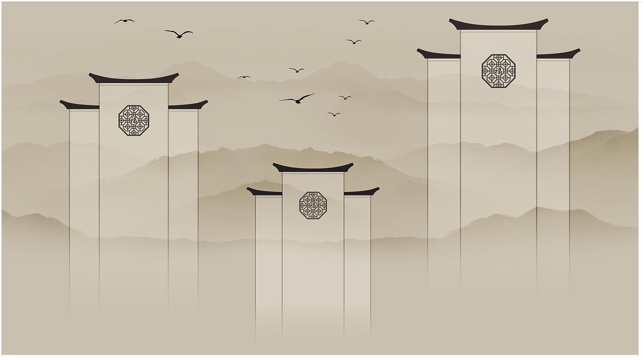 墙绘素材丨新中式·江南水乡墙绘分享