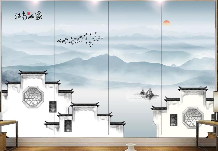 墙绘素材丨新中式·江南水乡墙绘分享