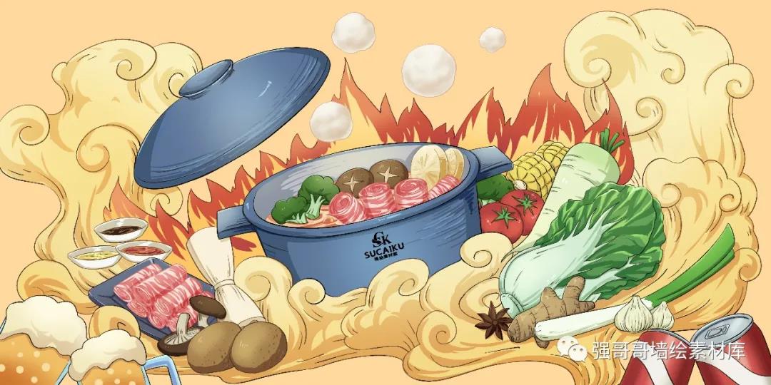 素材丨国潮美食文化墙绘素材