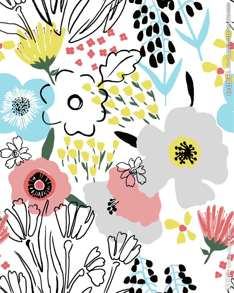 墙绘素材丨花卉绿植插画2
